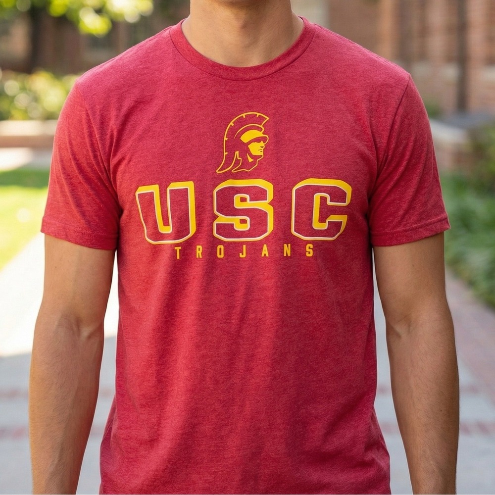 Rivalry Threads USC Trojans Mens Heather Red Graphic T-Shirt Short Sleeve Medium